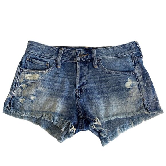 Abercrombie & Fitch Denim Shorts Size 26 Medium Destroyed Wash Jeans - Picture 1 of 8